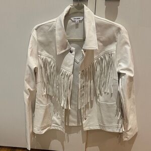 Steve Madden Women's Leather Fringe Jacket - White